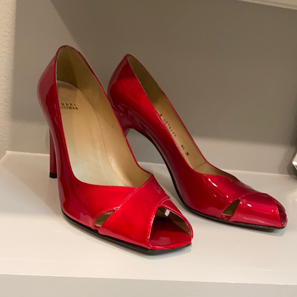 Stuart Weizmann Red Open-toe High Heels